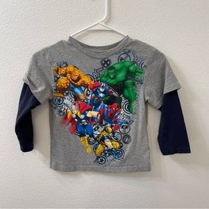 Marvel hero’s long sleeve shirt gray boys medium